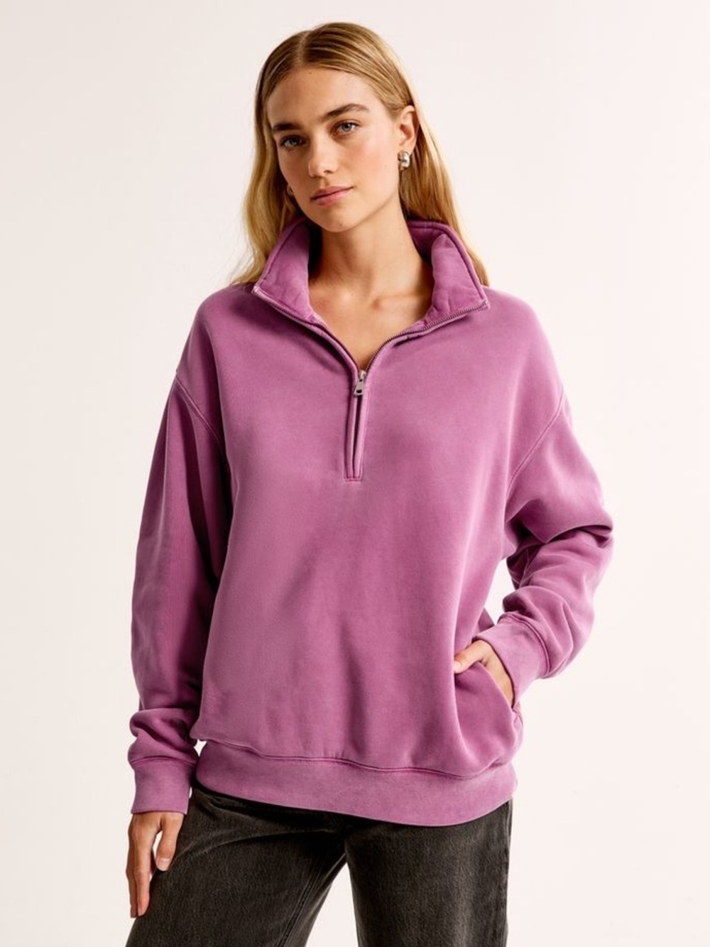Abercrombie & Fitch Vintage Sunday Essentials Half-Zip Sweatshirt Women’s Small